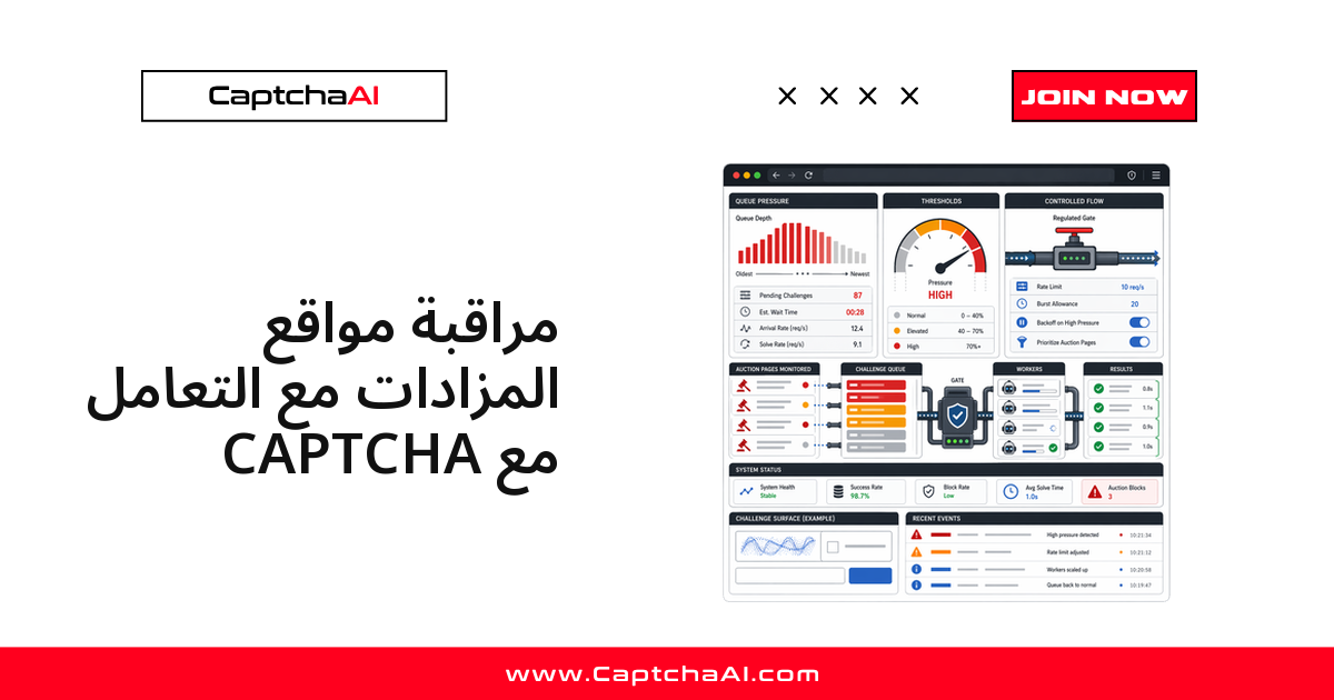 مراقبة مواقع المزادات مع التعامل مع CAPTCHA