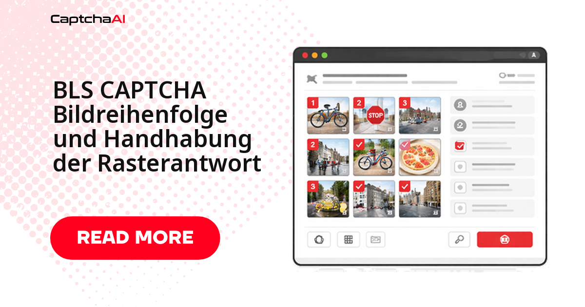 BLS CAPTCHA Bildreihenfolge und Handhabung der Rasterantwort