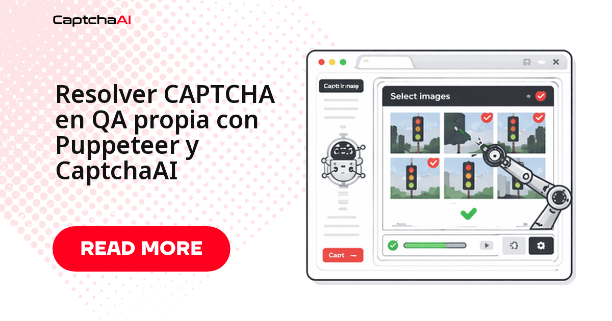 Resolver CAPTCHA en QA propia con Puppeteer y CaptchaAI