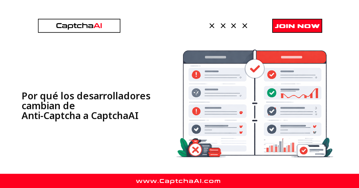 Por qué los desarrolladores cambian de Anti-Captcha a CaptchaAI