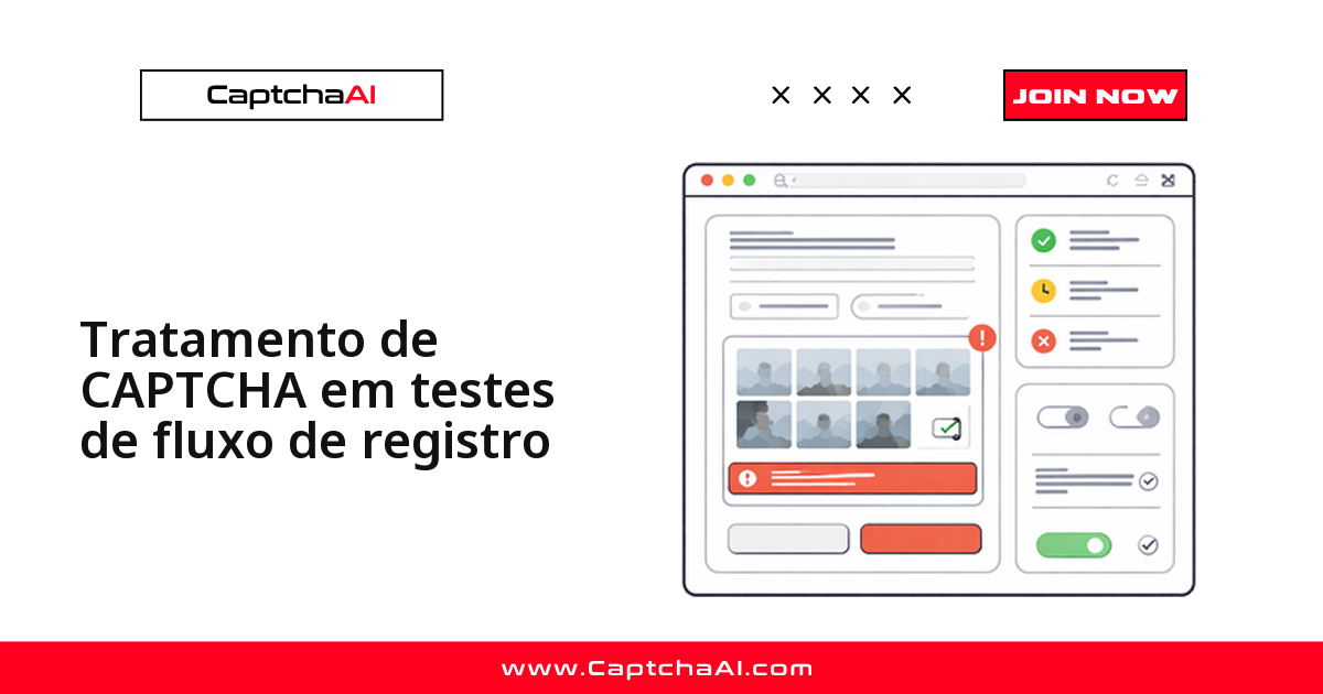 Tratamento de CAPTCHA em testes de fluxo de registro