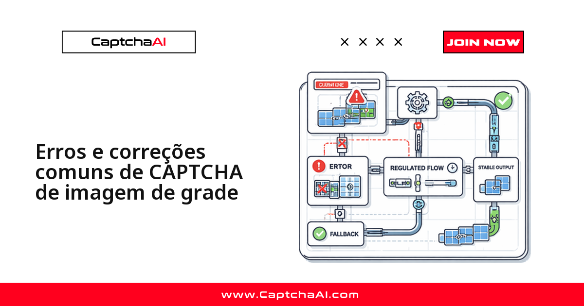 Erros e correções comuns de CAPTCHA de imagem de grade