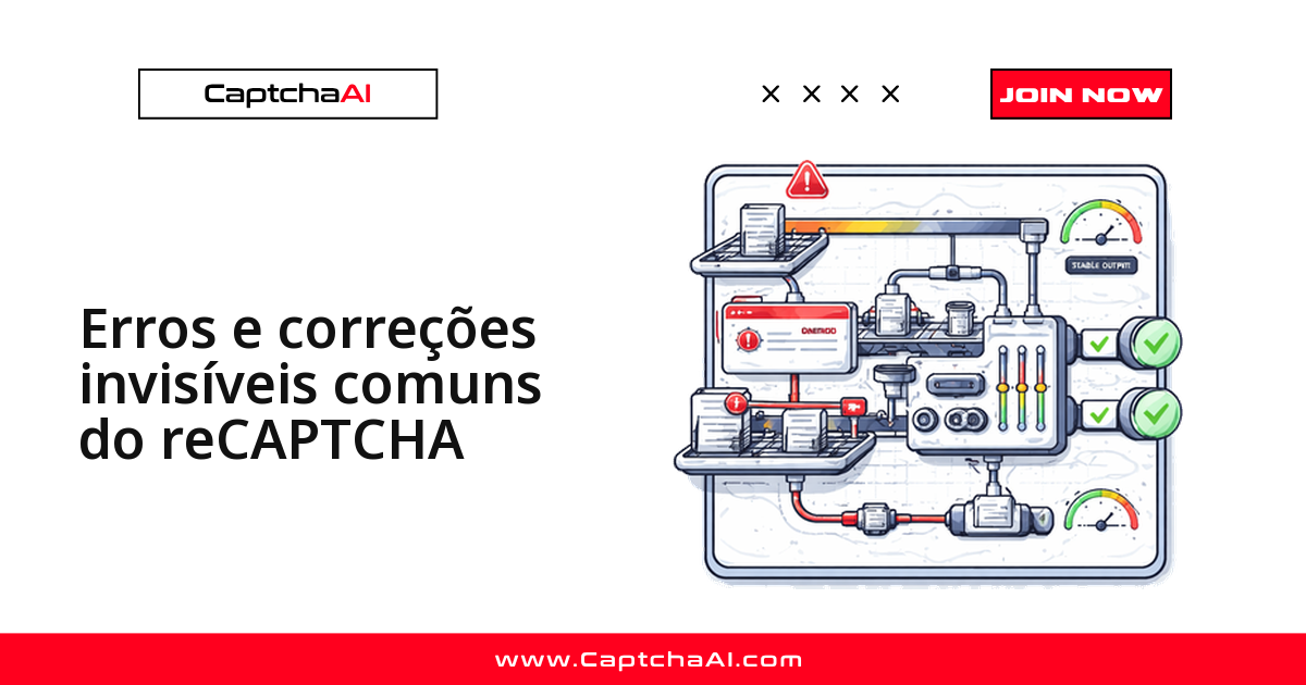 Erros e correções invisíveis comuns do reCAPTCHA