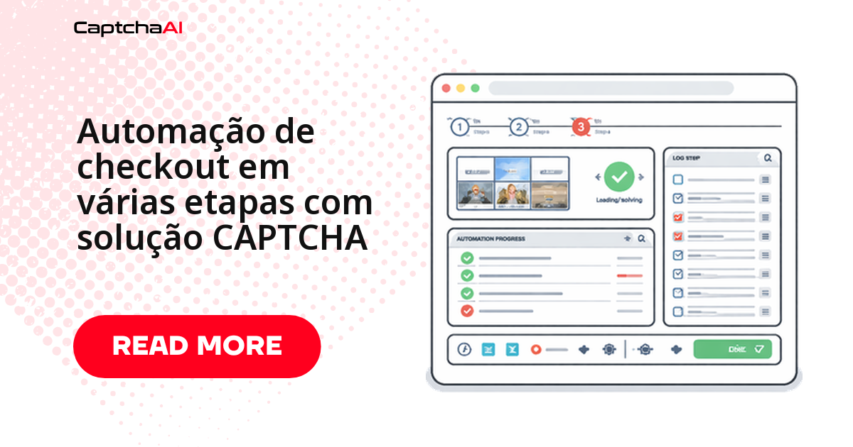 Automação de checkout em várias etapas com solução CAPTCHA