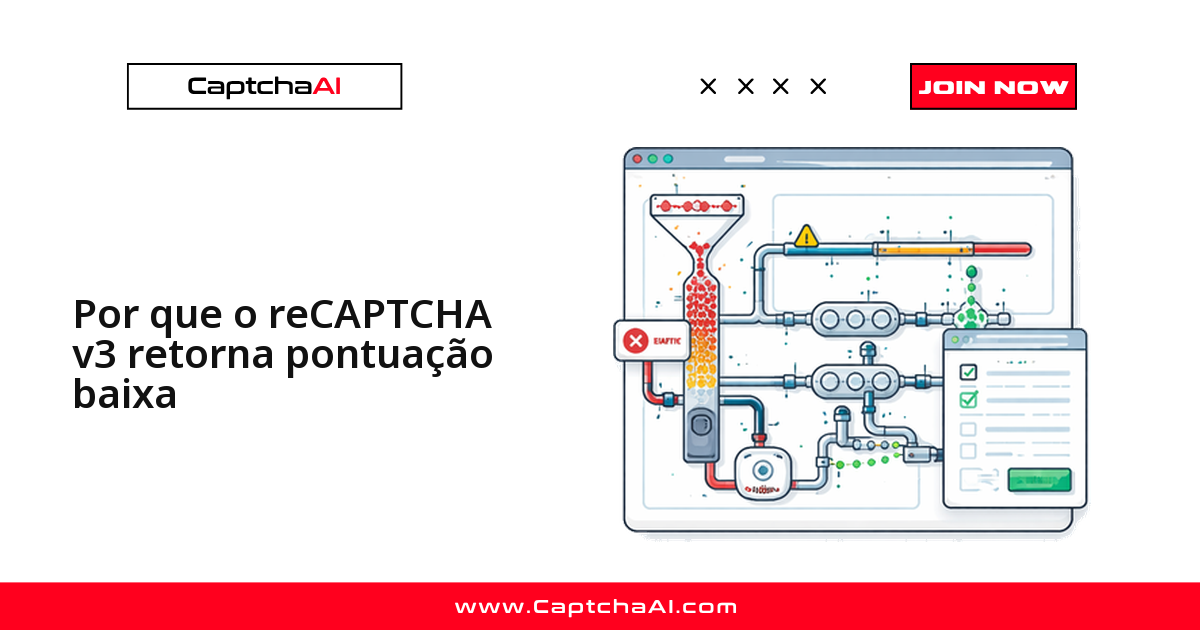 Por que o reCAPTCHA v3 retorna pontuação baixa
